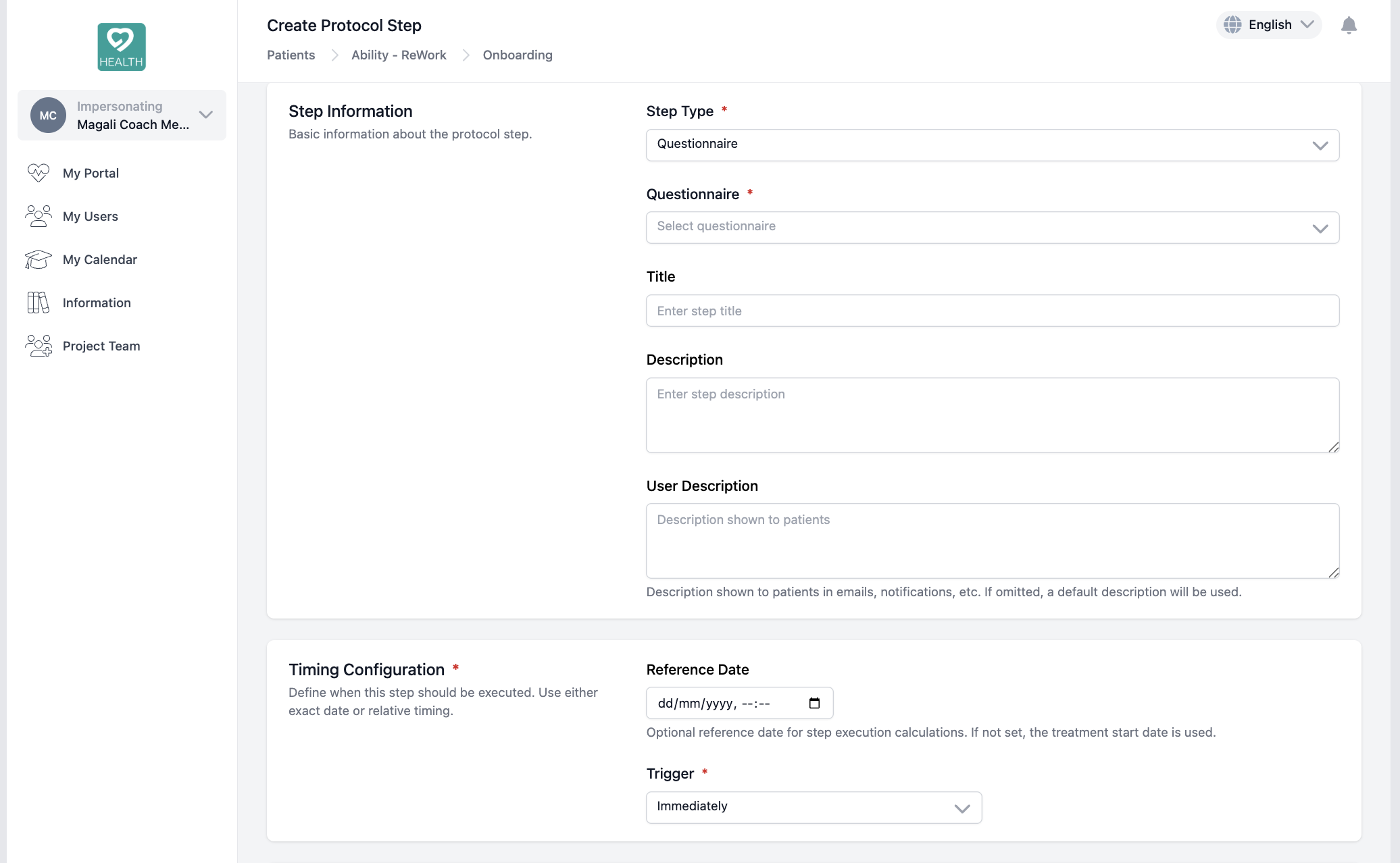 Session preparation form